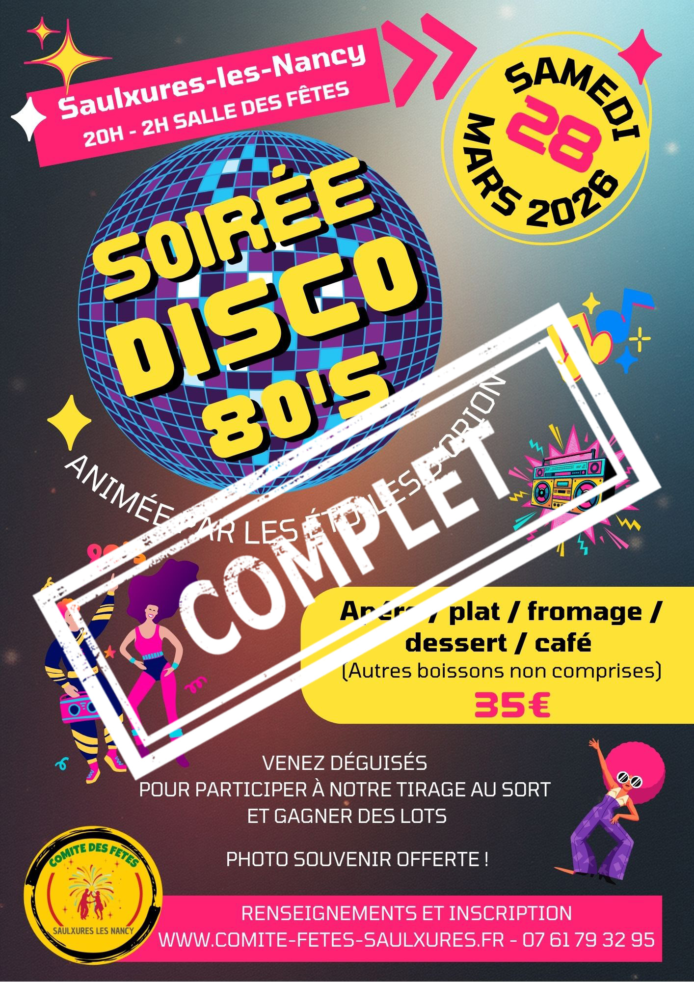 Affiche Soiree Disco 2026 Complet